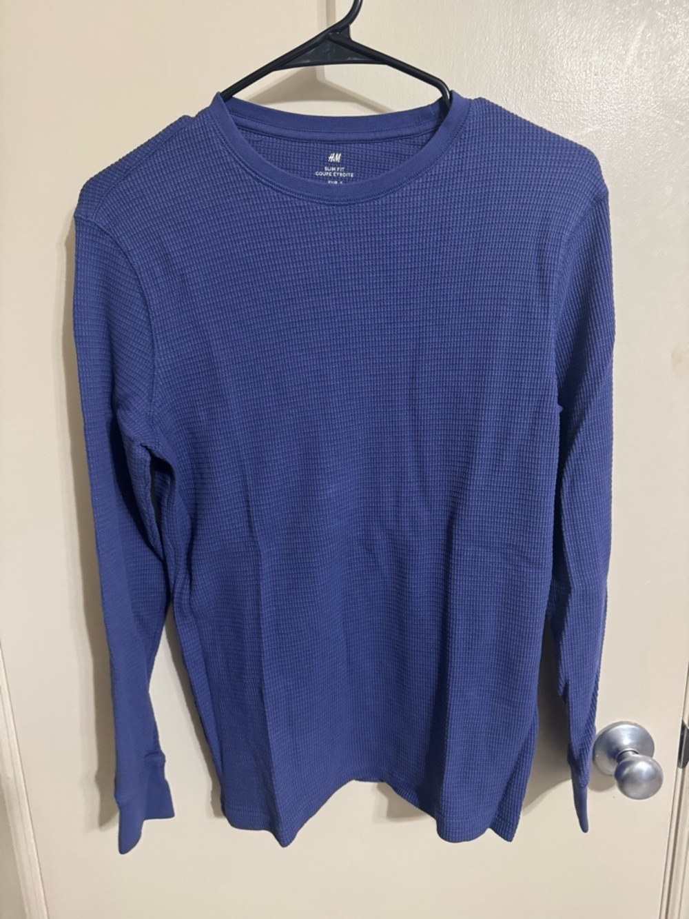 H&M Slim Fit Waffle-Knit Top - Blue Violet